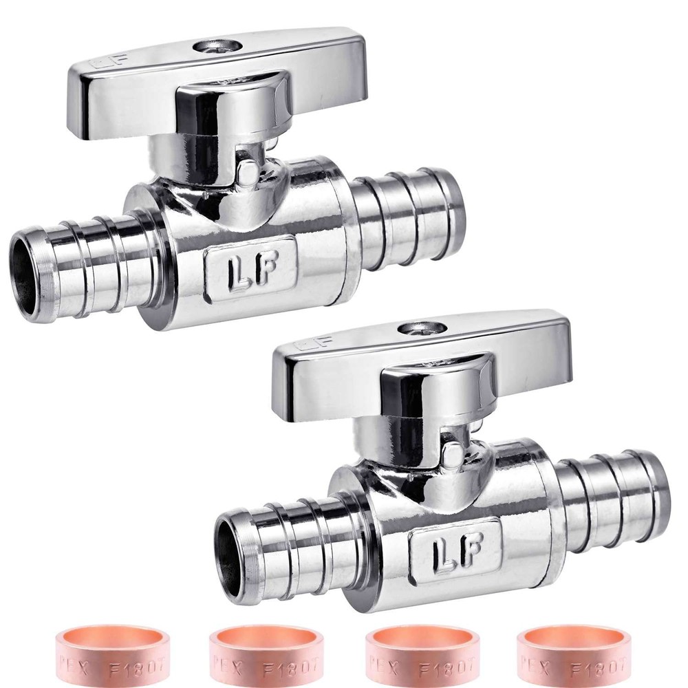 Minimprover 2 Pack LF Brass,1/2" Pex x 1/2" PEX 2PCS valve, Brass