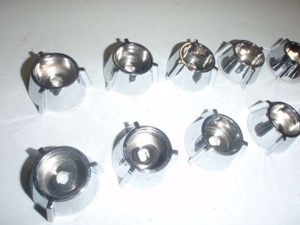 WHOLESALE LOT 10pcs CHROME Plastic Knobs Tapered Rocket Style Art Deco Vintage