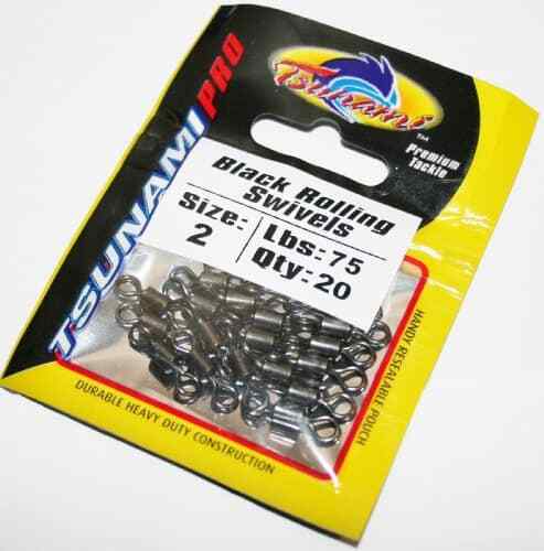 Tsunami Black Rolling Swivels - All Sizes