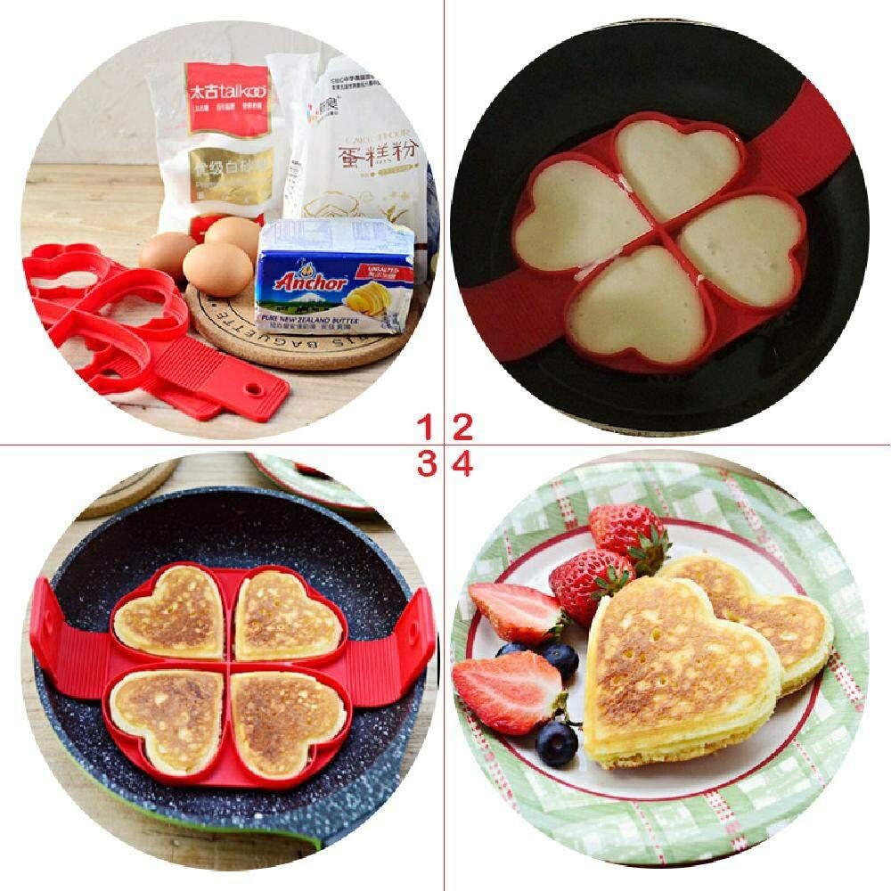 4 Holes Silicone different Mold Pancake Maker Nonstick Egg Ring Maker