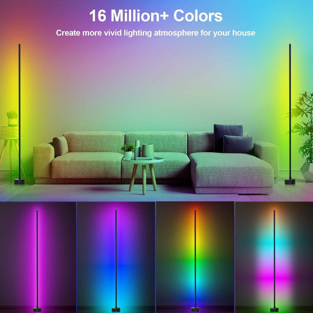 2pc 47" Smart LED Floor Lamp RGB Remote & APP Control Music Sync Corner Lighting