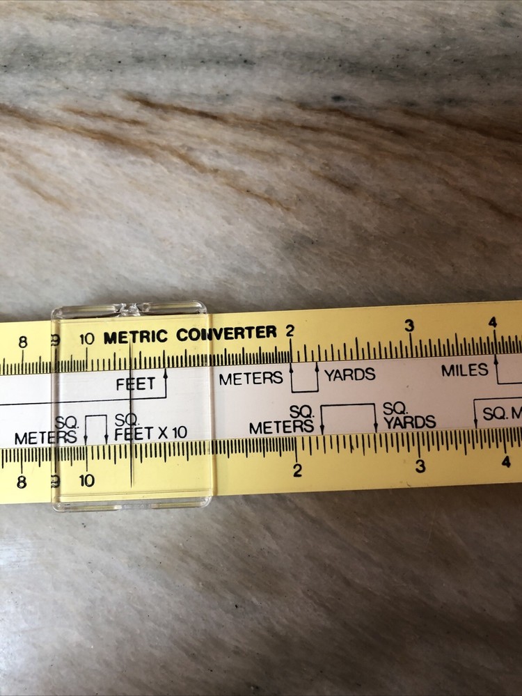 Sterling Metric Converter Slide Ruler Drafting Engineering Yellow White