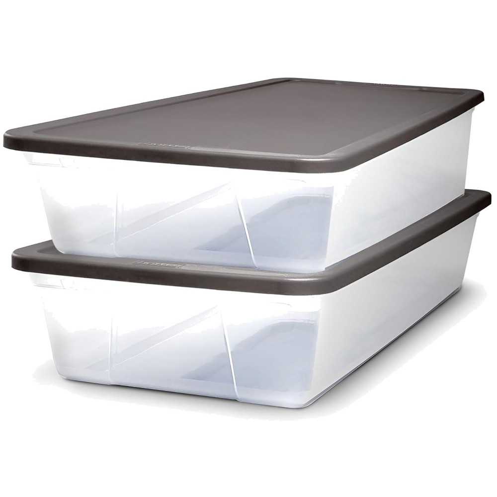 Compact 2-Pack Clear Plastic Storage Containers, 28 Quart - Stylish & Functional