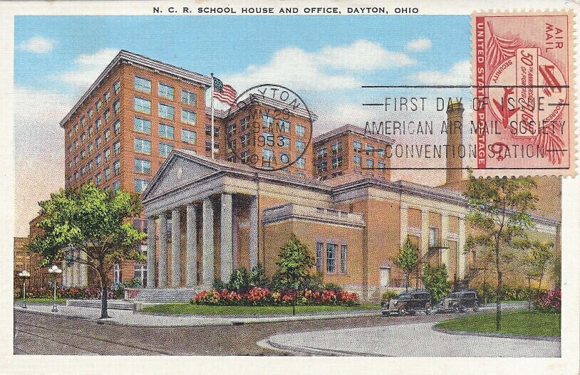 C47 6c POWERED FLIGHT - N.C.R. School House & Office post card