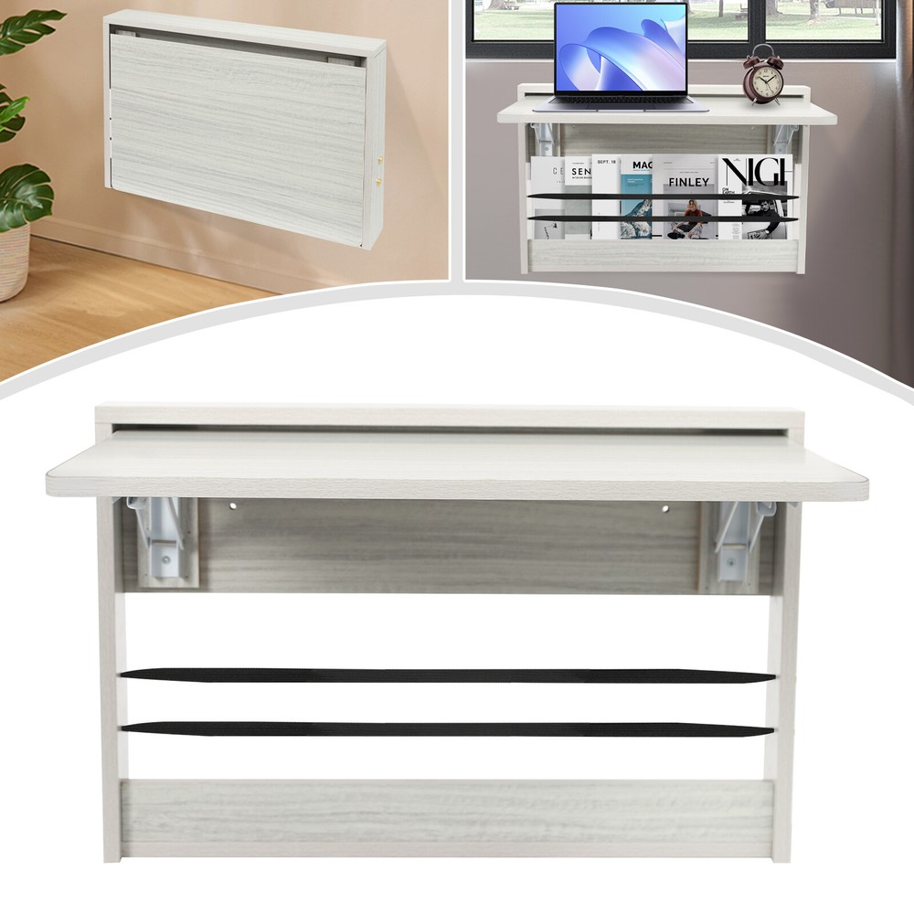 Folding Wall Table, Fold Down Table Wall Mounted, Round Corners Folding Table