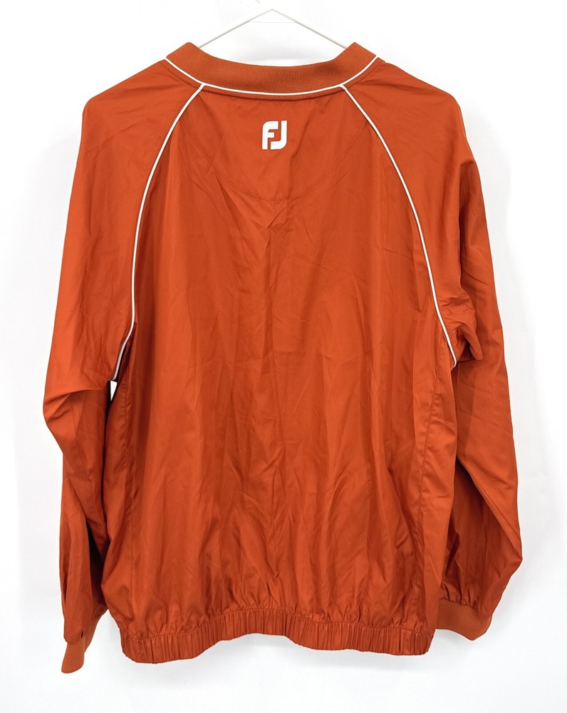 Footjoy Pullover V-Neck Windbreaker Jacket Orange Brown Men's Medium