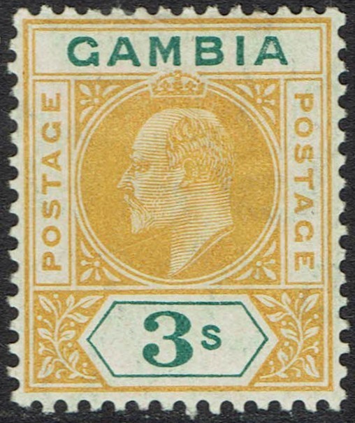GAMBIA 1909 KEVII 3/-