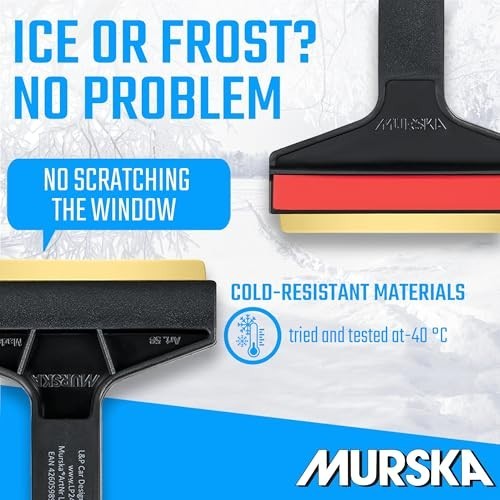 2-Pack Long Handle Ice Scraper with Brass Blade - 14.5" Snow Remover for Windshi