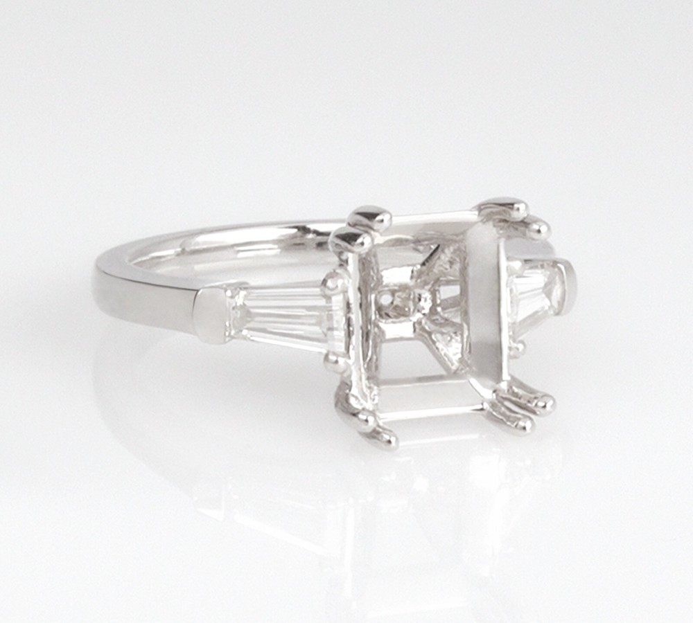 Emerald Baguette Diamond Engagement Ring Setting - Platinum | VS | Double Prong