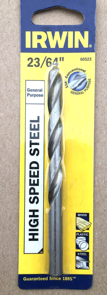 IRWIN 23/64" HIGH SPEED STEEL DRILL BIT