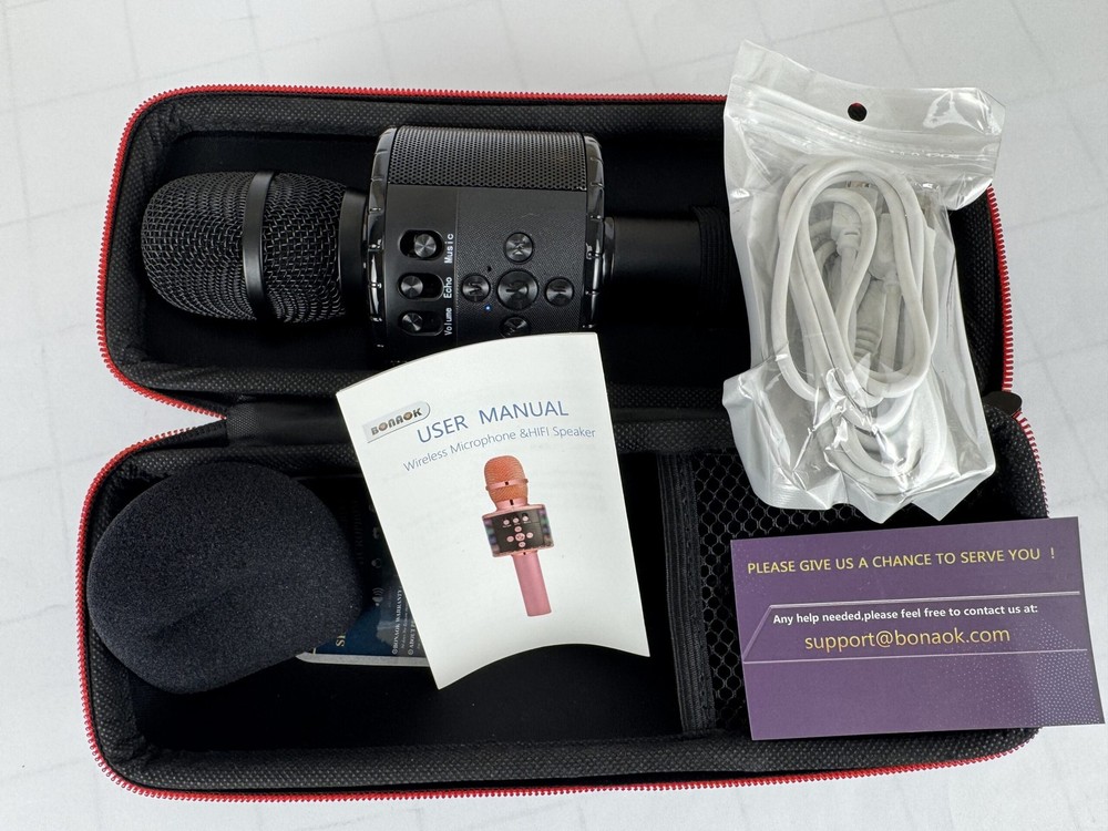 BONAOK Wireless Microphone & HIFI Speaker - Black