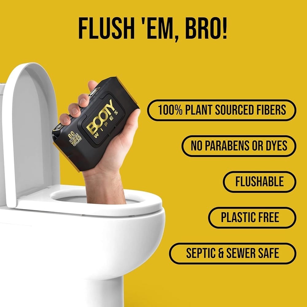 4 Pack Flushable Wipes for Adults by BOOTY WIPES - 80 Sheets per Pack 320 Total
