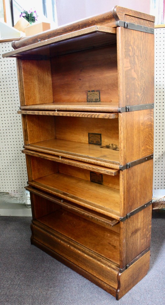 Antique Oak Globe-Wernicke 4-Stack Barrister Bookcase 58"H