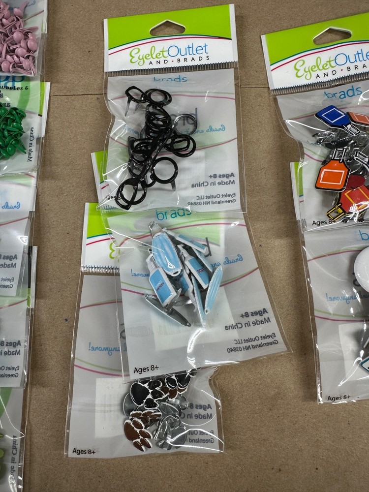 10 Eyelet Outlet decorative & solid brad packages bundle lot