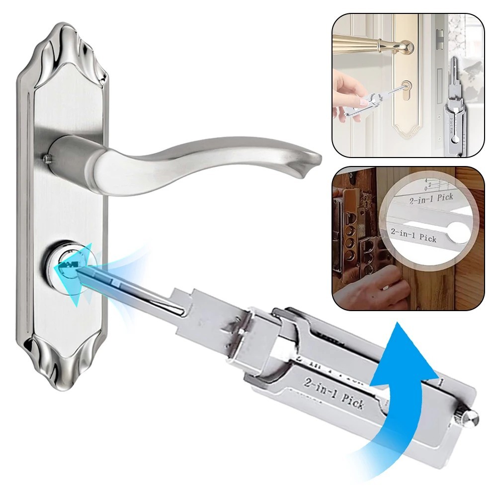 2-in-1 Stainless Steel Key Decoder Key Pick & Decoder Tool Precision Hook and Pi