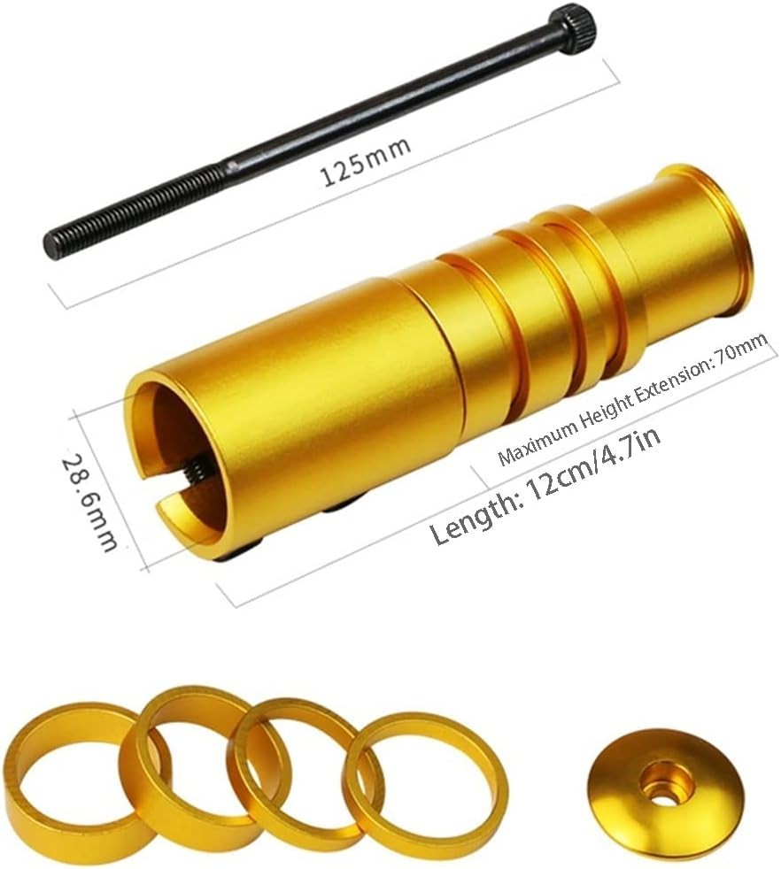 Adjustable Bicycle Fork Stem Raiser for Universal Fit - Blue Anodized Finish