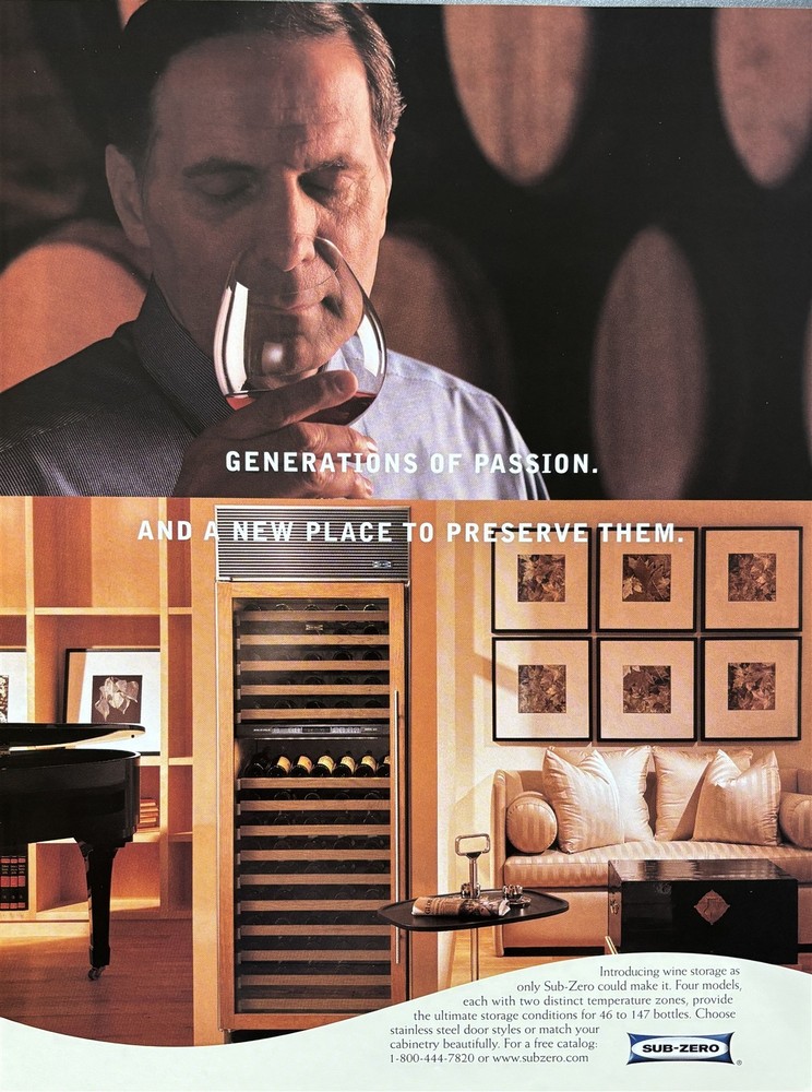 1999 SUB-ZERO Introducing Wine Storage As Only Sub-Zero Could Make It PRINT AD