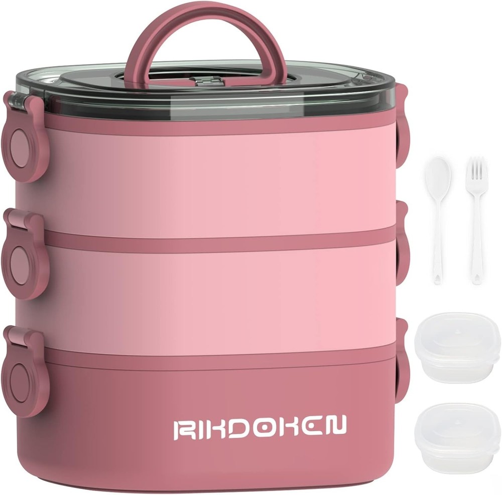 Lunch Box Stackable 3 Layers Containers Portable 94OZ Large Capacity Leakproof