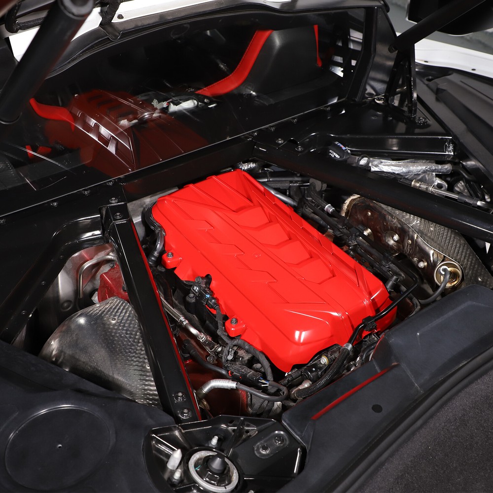 For 2020-Up Corvette C8 ABS Plastic Red Engine Cover