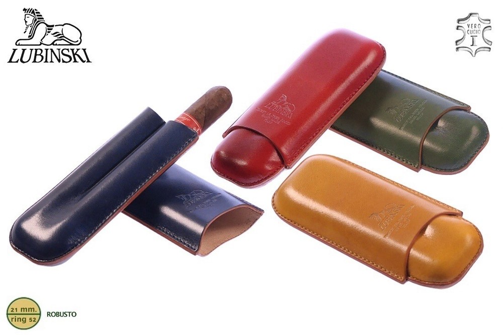 LUBINSKI MB9A1232 STURDY SMOOTH LEATHER POCKET CIGAR CASE FOR 2