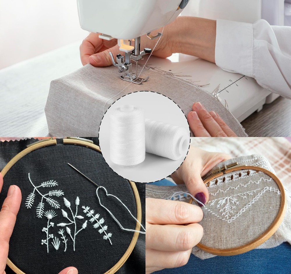 Sewing Thread 12 Spools 1000 Yards Each All Purpose Polyester White