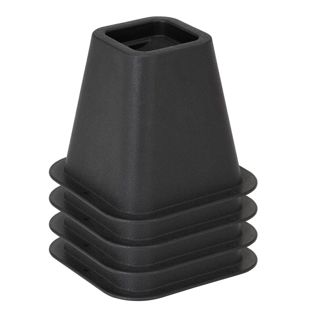 6 inch Plastic Bed Risers with Wheel Caster Stabilizer, Black, 2.29 lb