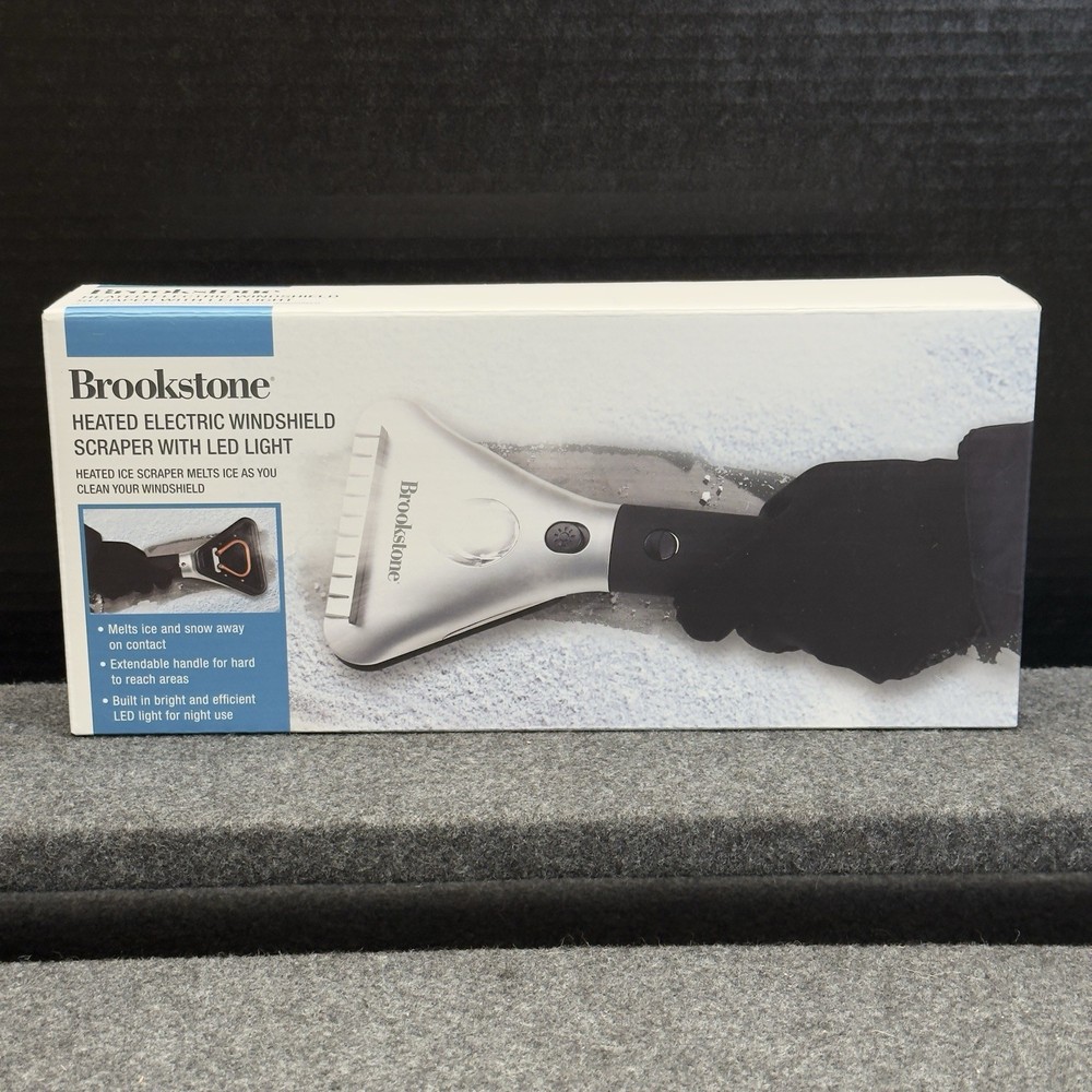 Brookstone Heated Electric Windshield Scraper with LED Light - Snow Ice Melter