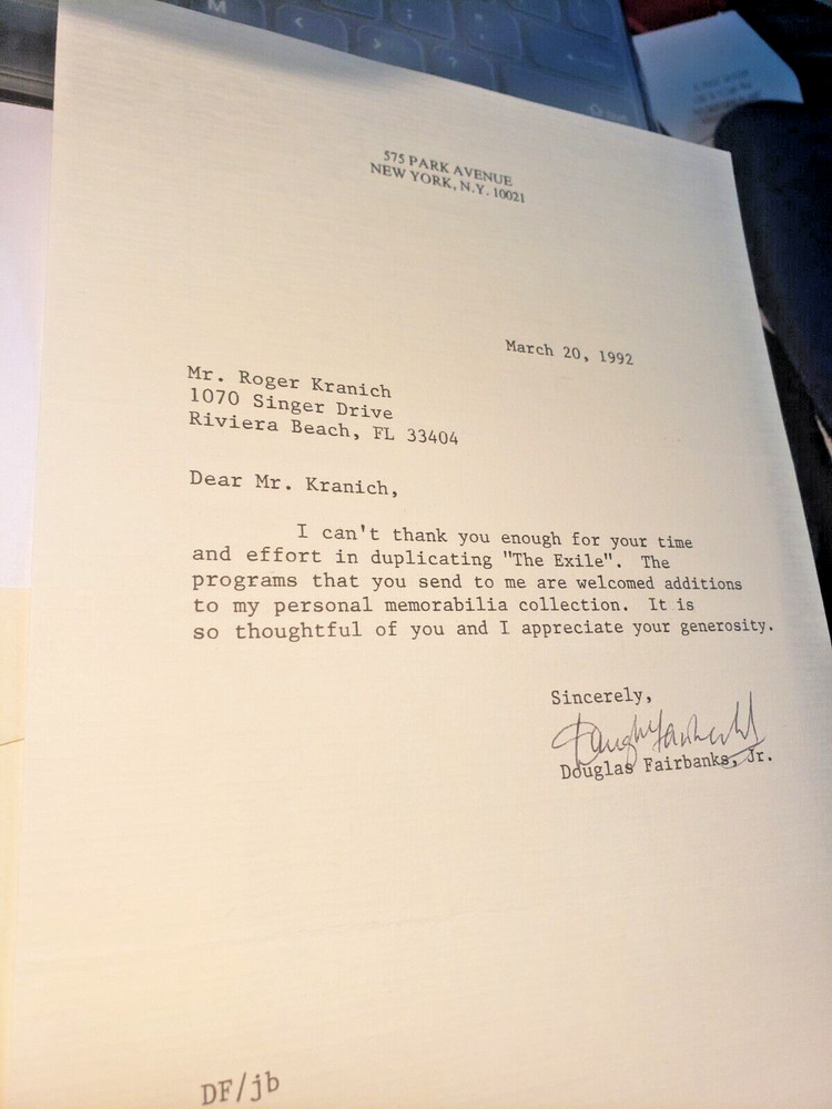 DOUGLAS FAIRBANKS, JR. Signed Letter-Envelope