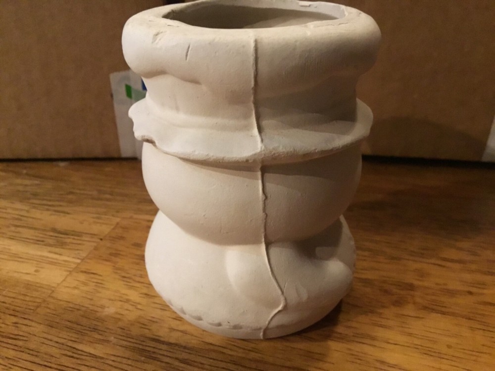 Ceramic Bisque Mold Made Ready to Paint Snowman Container