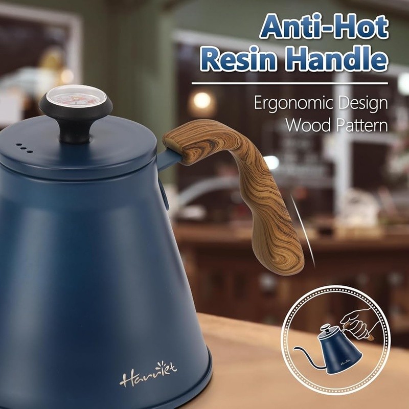 Stainless Steel Pour Over Kettle W/ Thermometer Induction Safe Ergonomic Handle