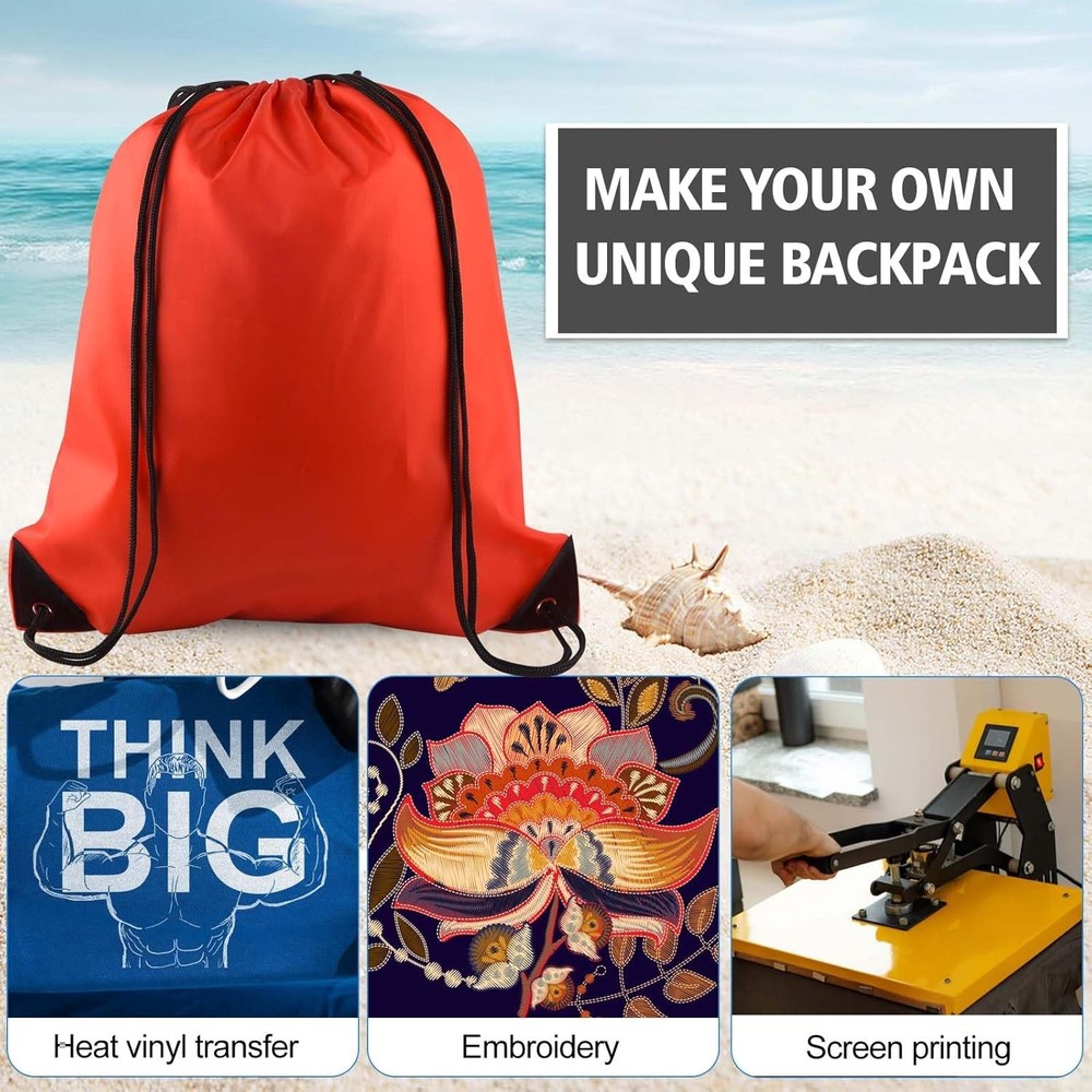 PLULON 6 Pcs Drawstring Bags Bulk Red Backpack String