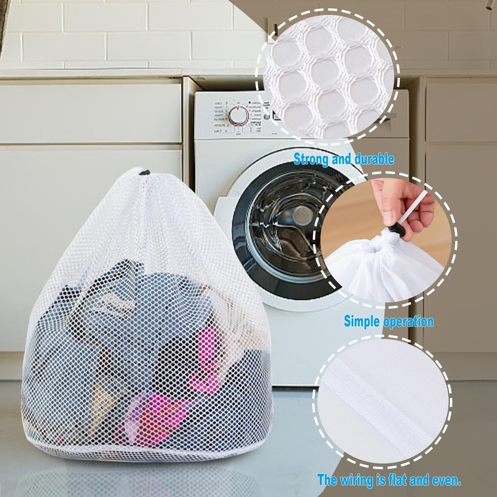 Extra Large Mesh Laundry Bags Washing Bag 2Pack Delicates Bag and Pull net st...