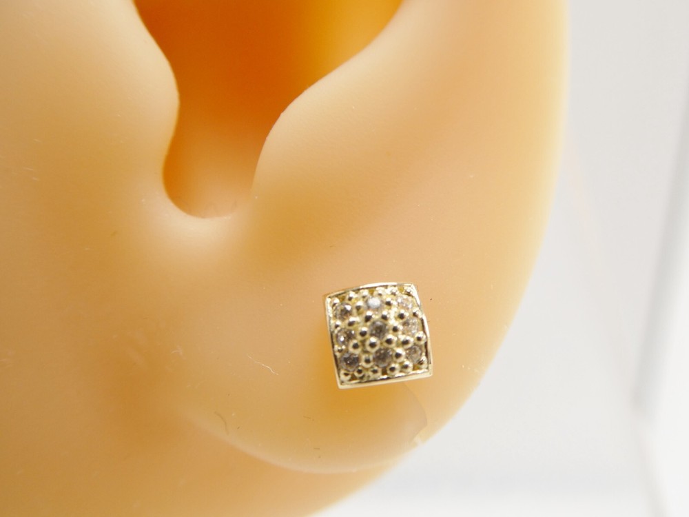 10K REAL SOLID YELLOW GOLD SQUARE PUSH POST EARRINGS