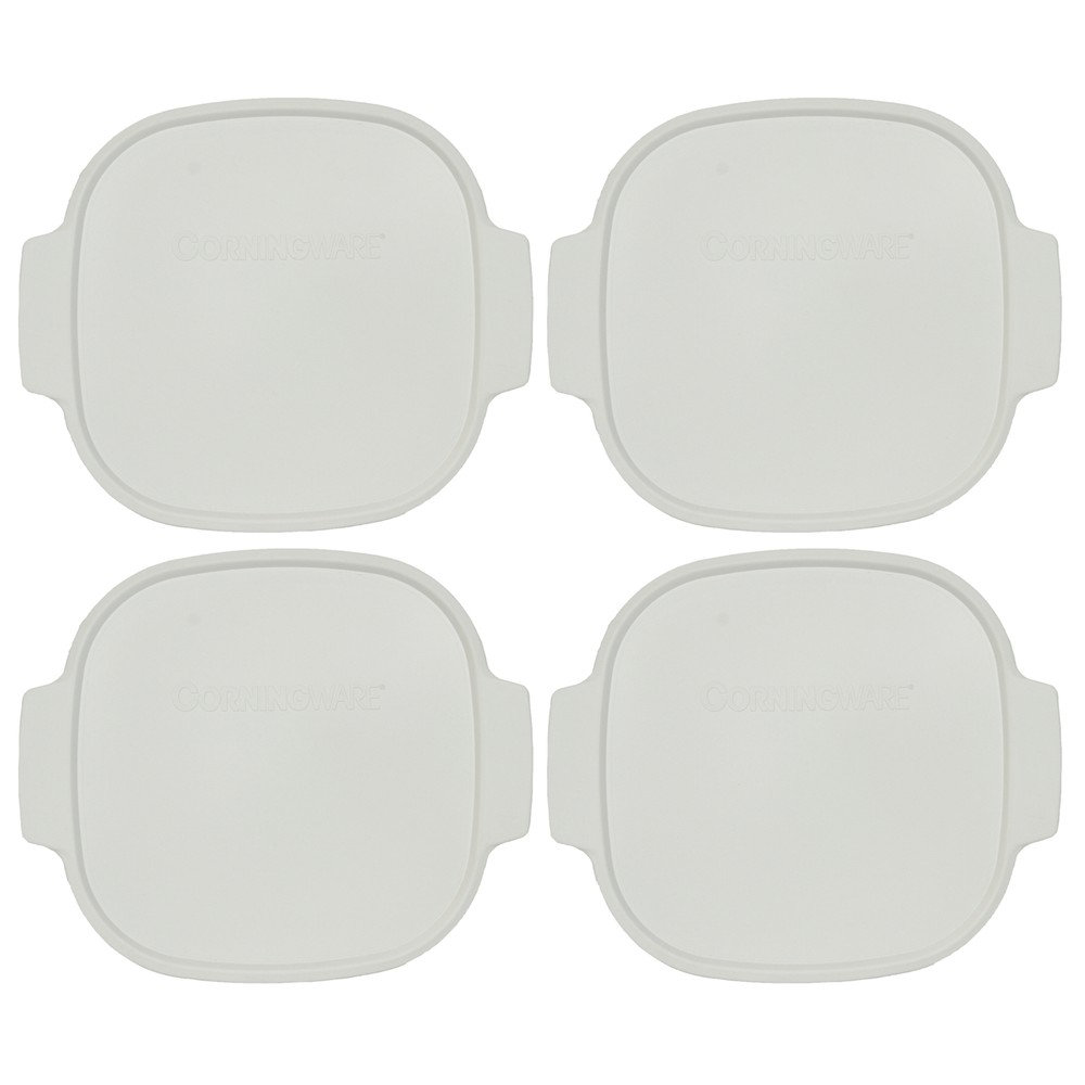 Corningware A-12-PC 5L White Rectangular Food Storage Lid with Handles (4-Pack)