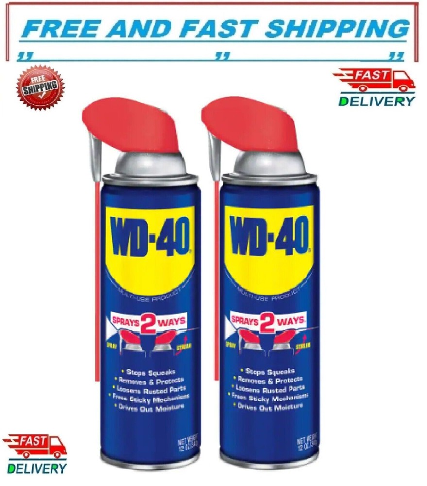 Multi Purpose Original WD-40 Formula 12oz Lubricant Spray 2-PACK w/. Smart Straw
