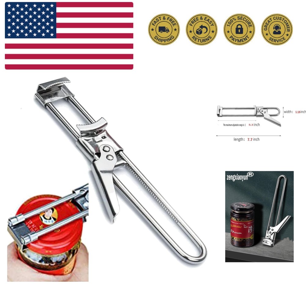Master Jar & Bottle Opener, Adjustable Multifunctional Stainless Steel Can Op...