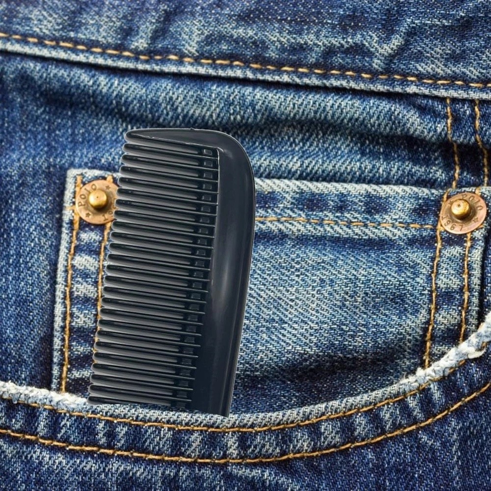 GENTS 5 Pack Pocket Comb Black Unbreakable Round Teeth Course Fine Pocket Beard