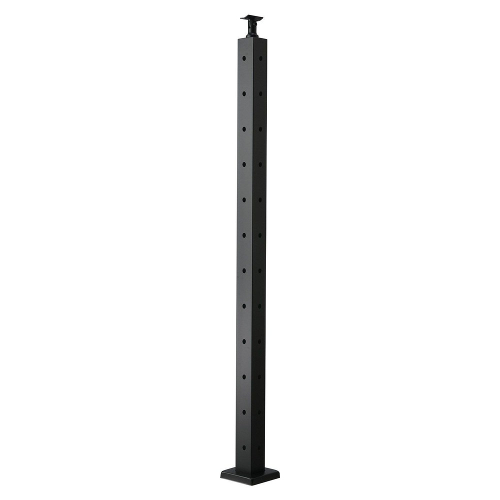 42in Black L-Style Corner Railing Post SUS304 Steel Cable System Ready