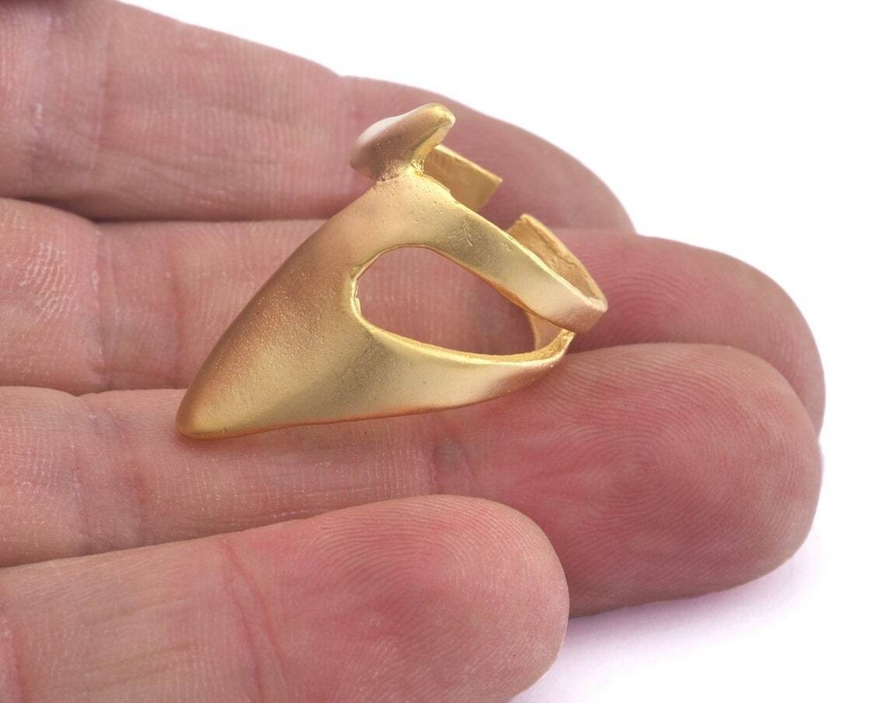 Adjustable Shark tail ring Matte Gold Plated brass (18mm 8US inner size) 2991