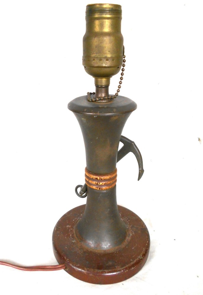 VINTAGE PATINATED TIN LAMP WITH ANCHOR