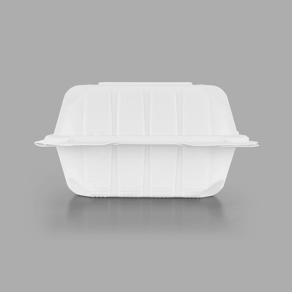 [250 Pack] 6'' Disposable Clamshell To Go Containers Single Compartment Take Out