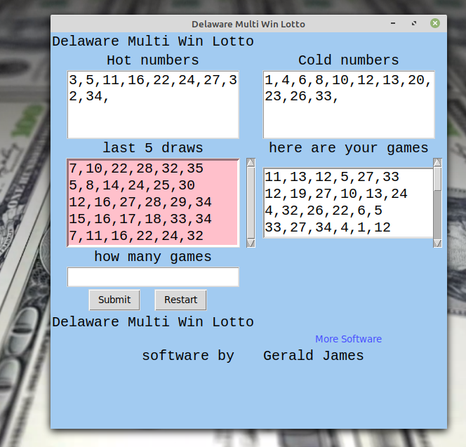 Delaware Multi Win Lottery Numbers software CD for Windows 7 & 8 & 10