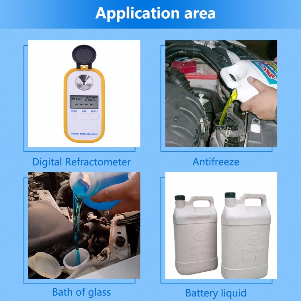 Digital Coolant Car Engine Freezing Point For Glycol Concentration Refractometer