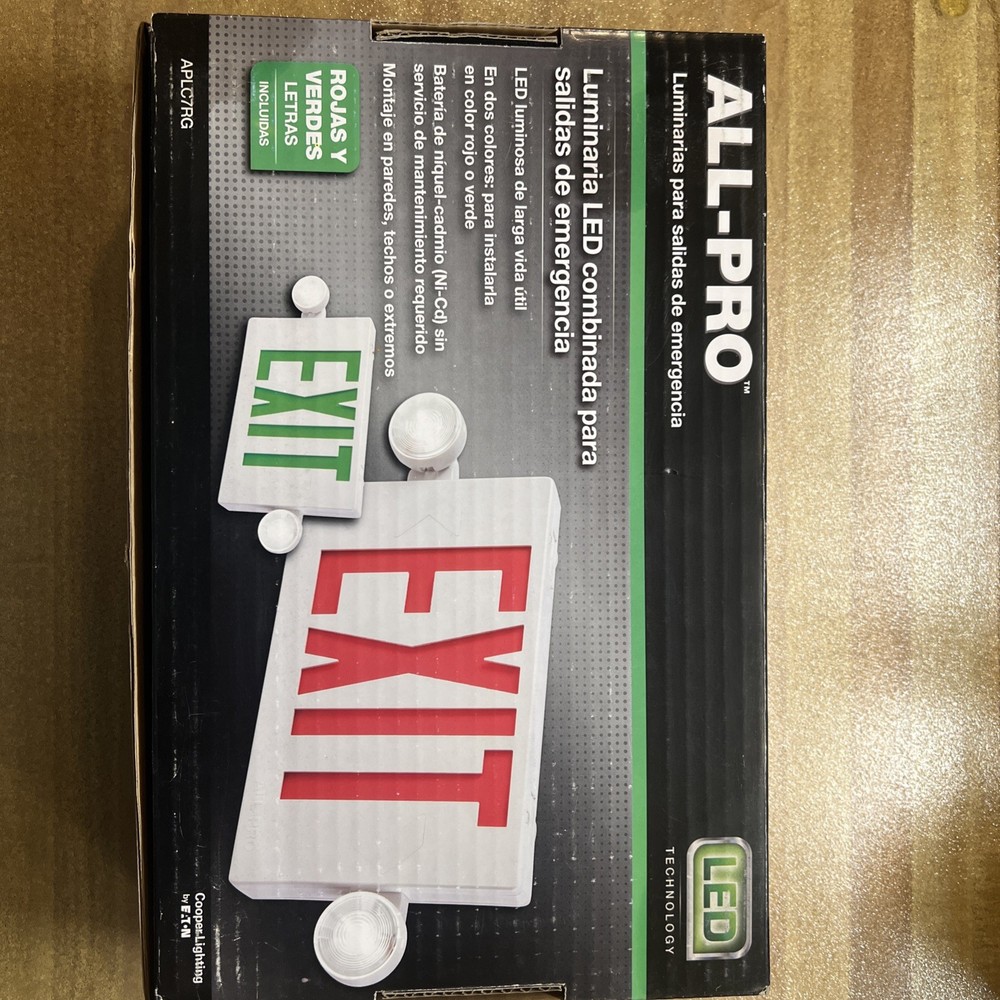 NEW - Exit Emergency Light Hardwired Exit Sign LED Light 2 Color ALL-PRO