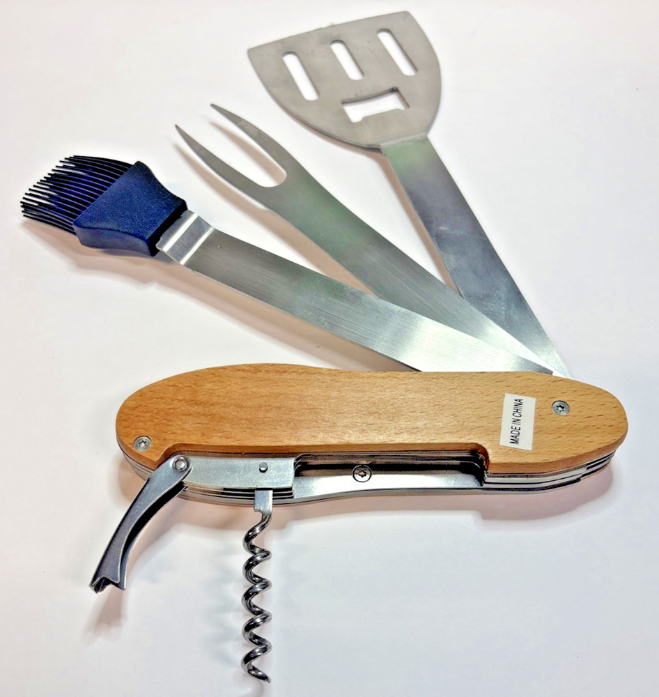 BBQ Multi Tool, BBQ Tool Set 5 in 1 Multifunction Foldable Portable Spatula