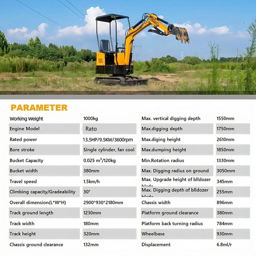 Landscaping 1ton Mini Excavator with Thumb EPA Mini Digger for Construction
