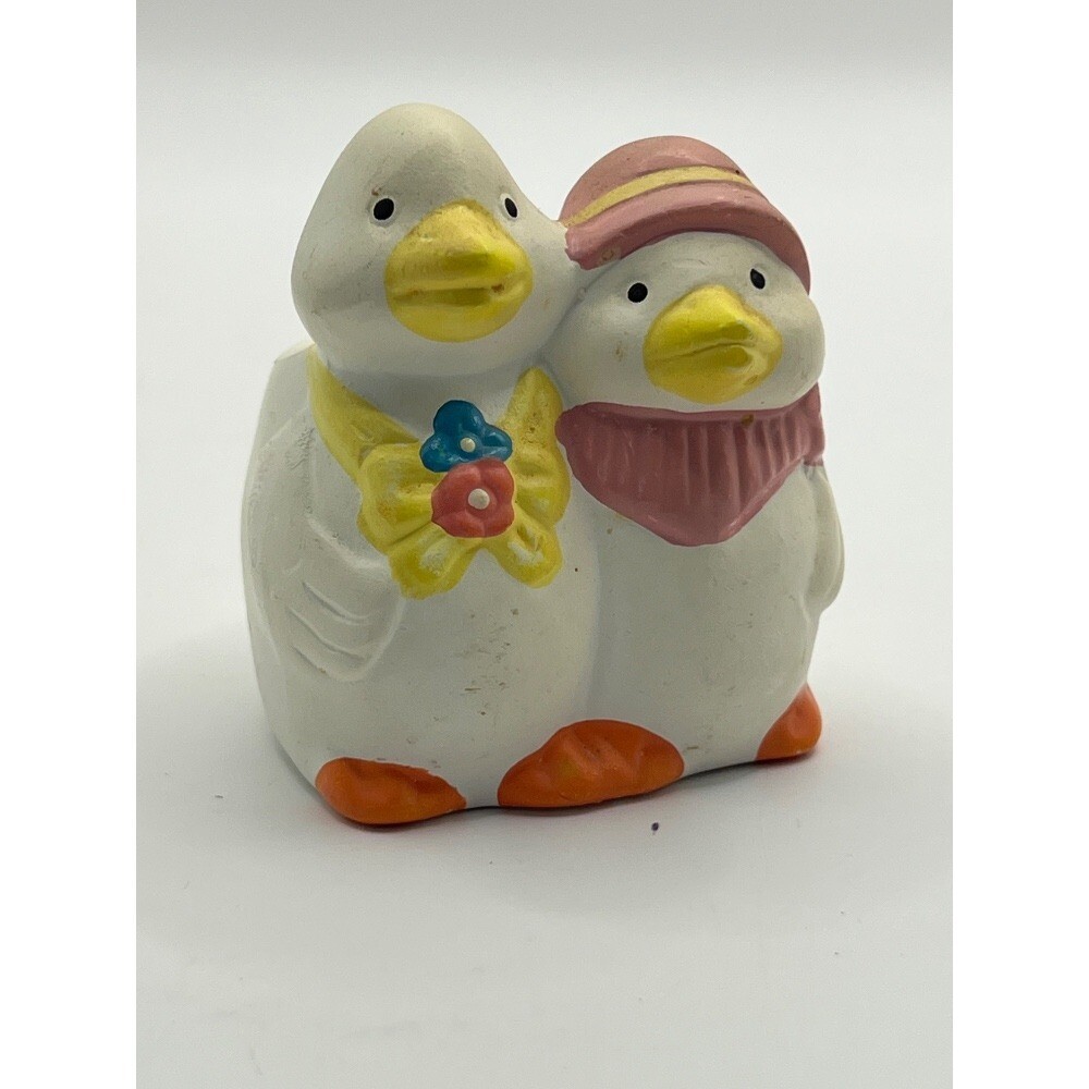 Duck Ceramic Double Ducklings Toothpick Holder Succulent Planter Easter Decor