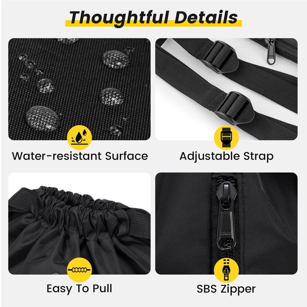 Vorspack Drawstring Backpack Water Resistant String Bag One Size, 01-black