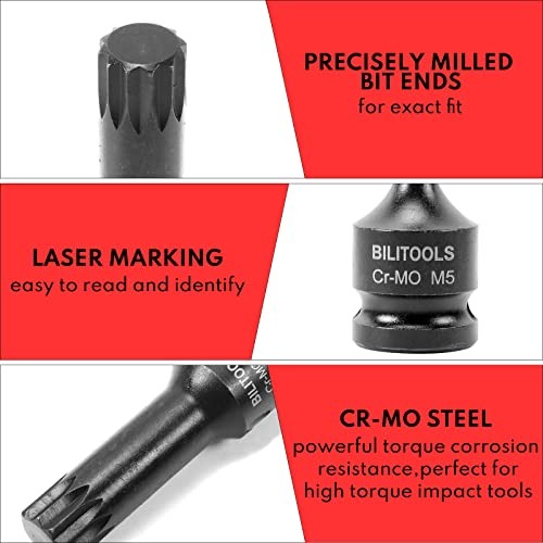 8-Piece Impact XZN Triple Square Xzn Triple Square Spline Bit Socket Set