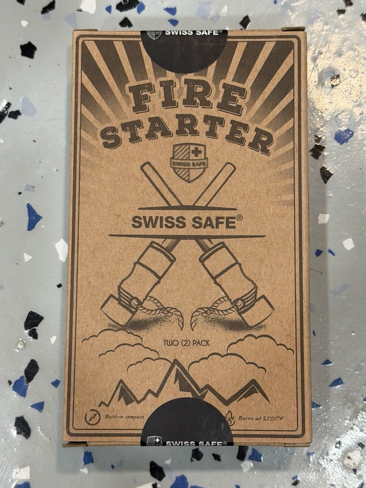 Swiss Safe 2-Pack Fire Starter – with Compass, Whistle, and Striker